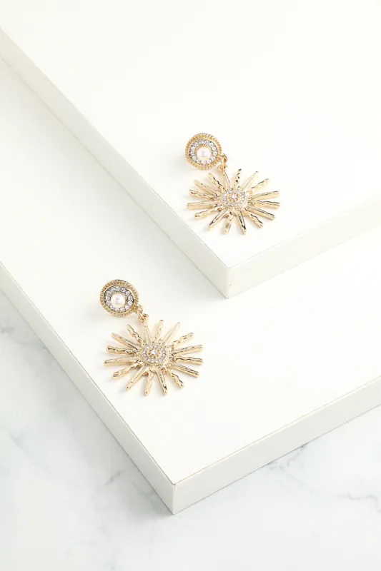 Sunflower Gold Drop Earrings sold by Zapaka