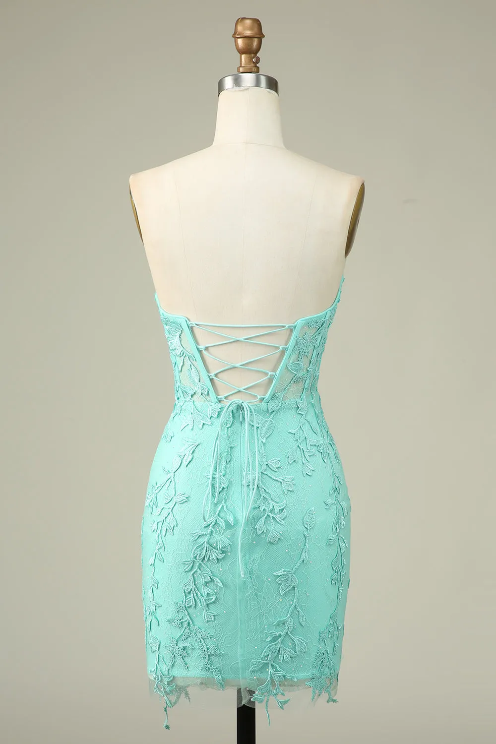 Bodycon Sweetheart Light Green Corset Homecoming Dress with Appliques sold by Zapaka product image thumbnail 2