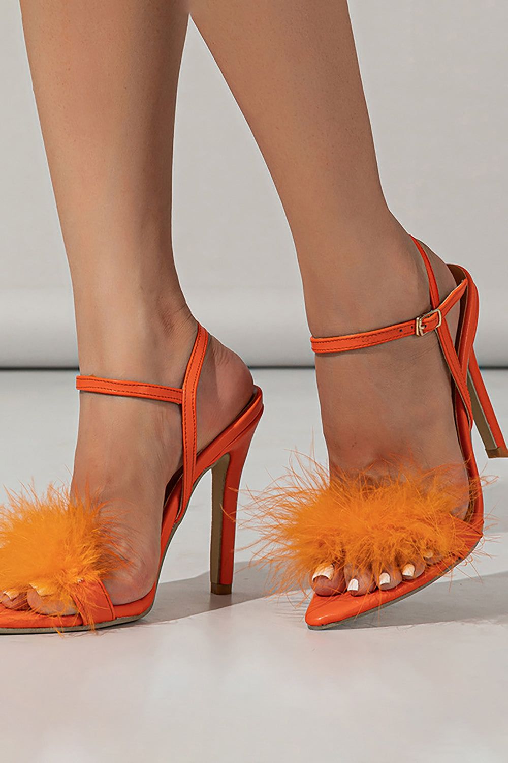 Orange Feathers Open Toe Stiletto Sandals sold by Zapaka product image thumbnail 3