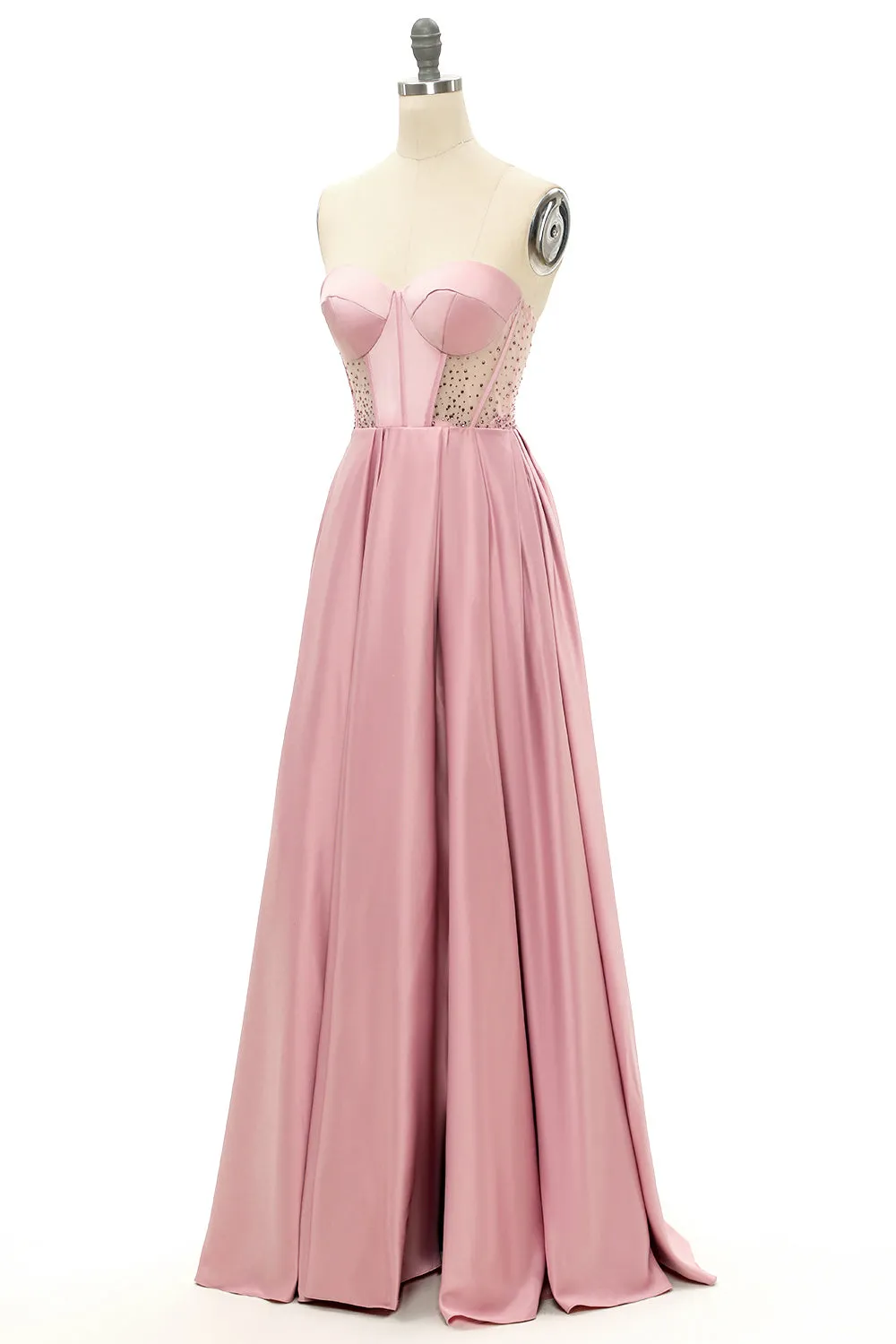 Blush Beaded Sweetheart Long Prom Dress sold by Zapaka product image thumbnail 3