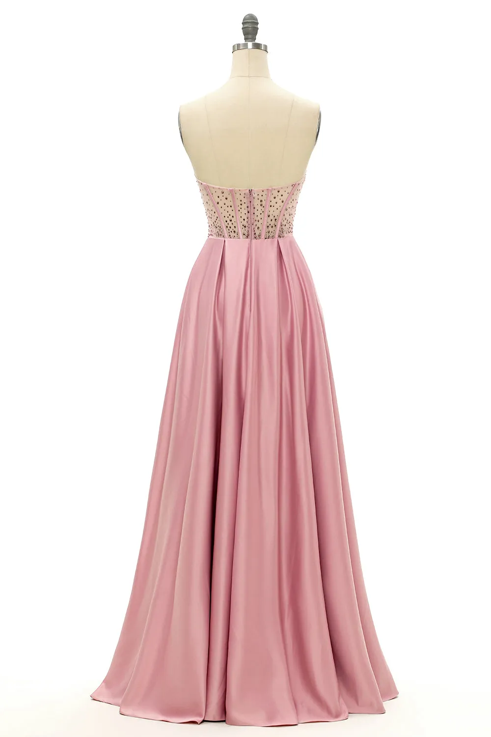 Blush Beaded Sweetheart Long Prom Dress sold by Zapaka product image thumbnail 2