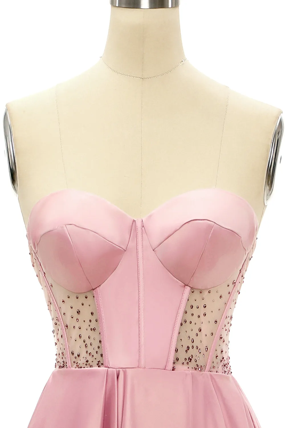 Blush Beaded Sweetheart Long Prom Dress sold by Zapaka product image thumbnail 4