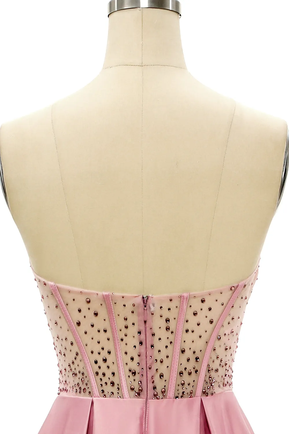 Blush Beaded Sweetheart Long Prom Dress sold by Zapaka product image thumbnail 5