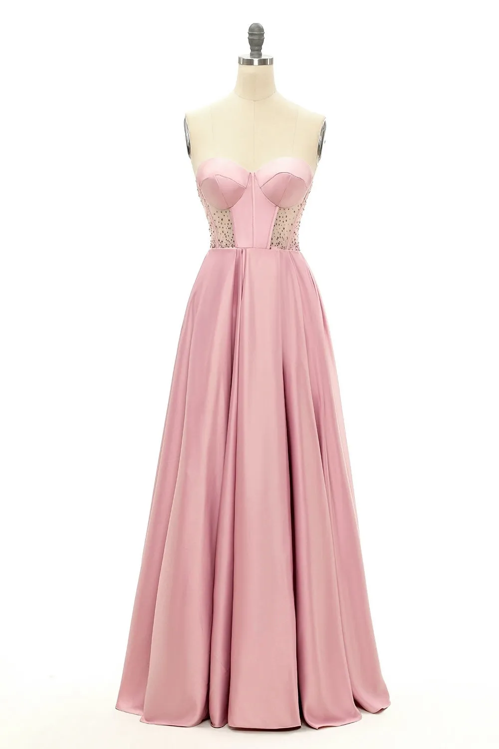 Blush Beaded Sweetheart Long Prom Dress sold by Zapaka
