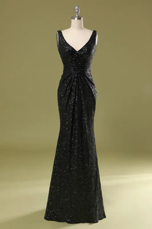 Long Black Sequins Dress sold by Zapaka