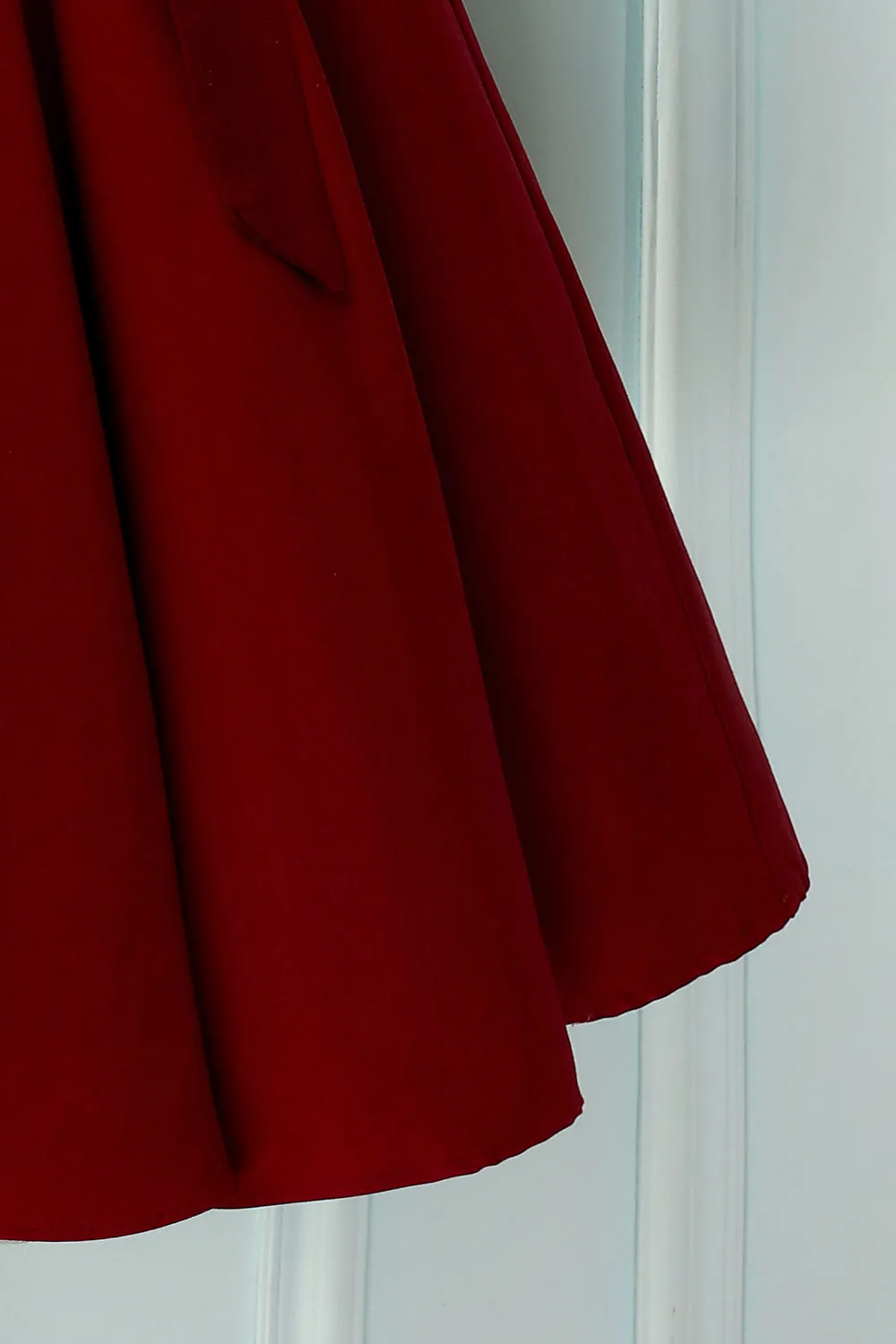 Burgundy 50s Dress with Sleeves(BELT IS NOT INCLUDED) sold by Zapaka product image thumbnail 4