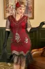 Golden and Red 1920s Plus Size Dress with 20s Accessories Set sold by Zapaka