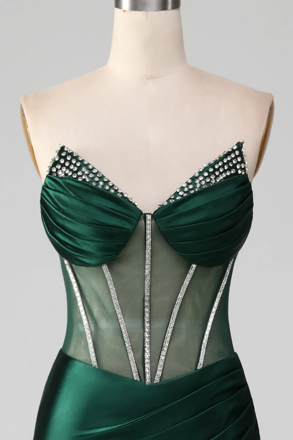 Mermaid Sweetheart Dark Green Corset Prom Dress with Split Front sold by Zapaka product image thumbnail 4