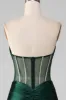 Mermaid Sweetheart Dark Green Corset Prom Dress with Split Front sold by Zapaka