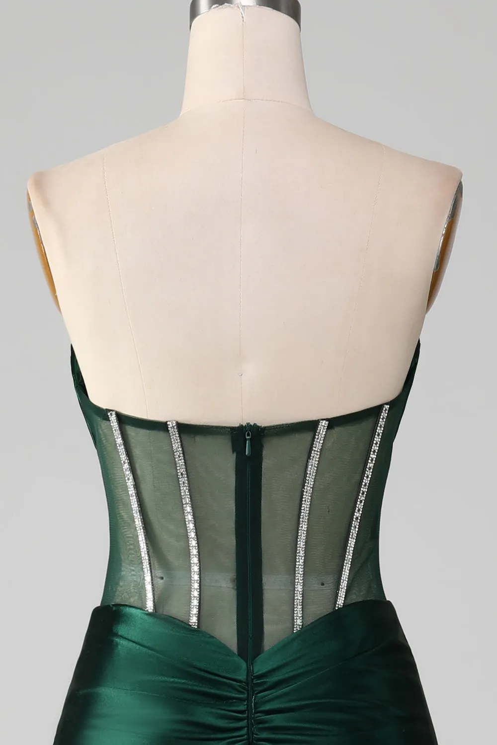 Mermaid Sweetheart Dark Green Corset Prom Dress with Split Front sold by Zapaka product image thumbnail 5