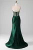 Mermaid Sweetheart Dark Green Corset Prom Dress with Split Front sold by Zapaka