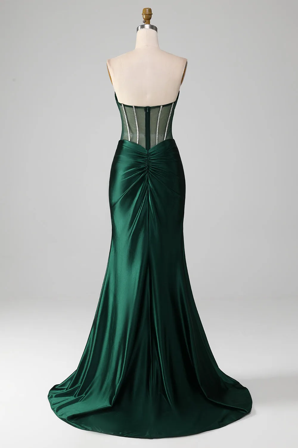 Mermaid Sweetheart Dark Green Corset Prom Dress with Split Front sold by Zapaka product image thumbnail 2