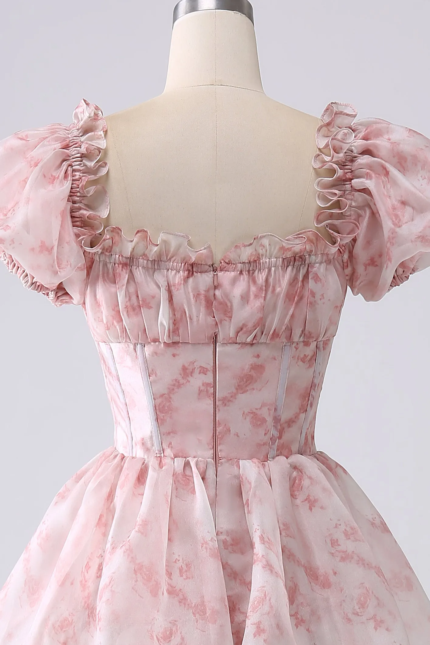 Blush A Line Square Neck Tiered Prom Dress with Ruffles sold by Zapaka product image thumbnail 5