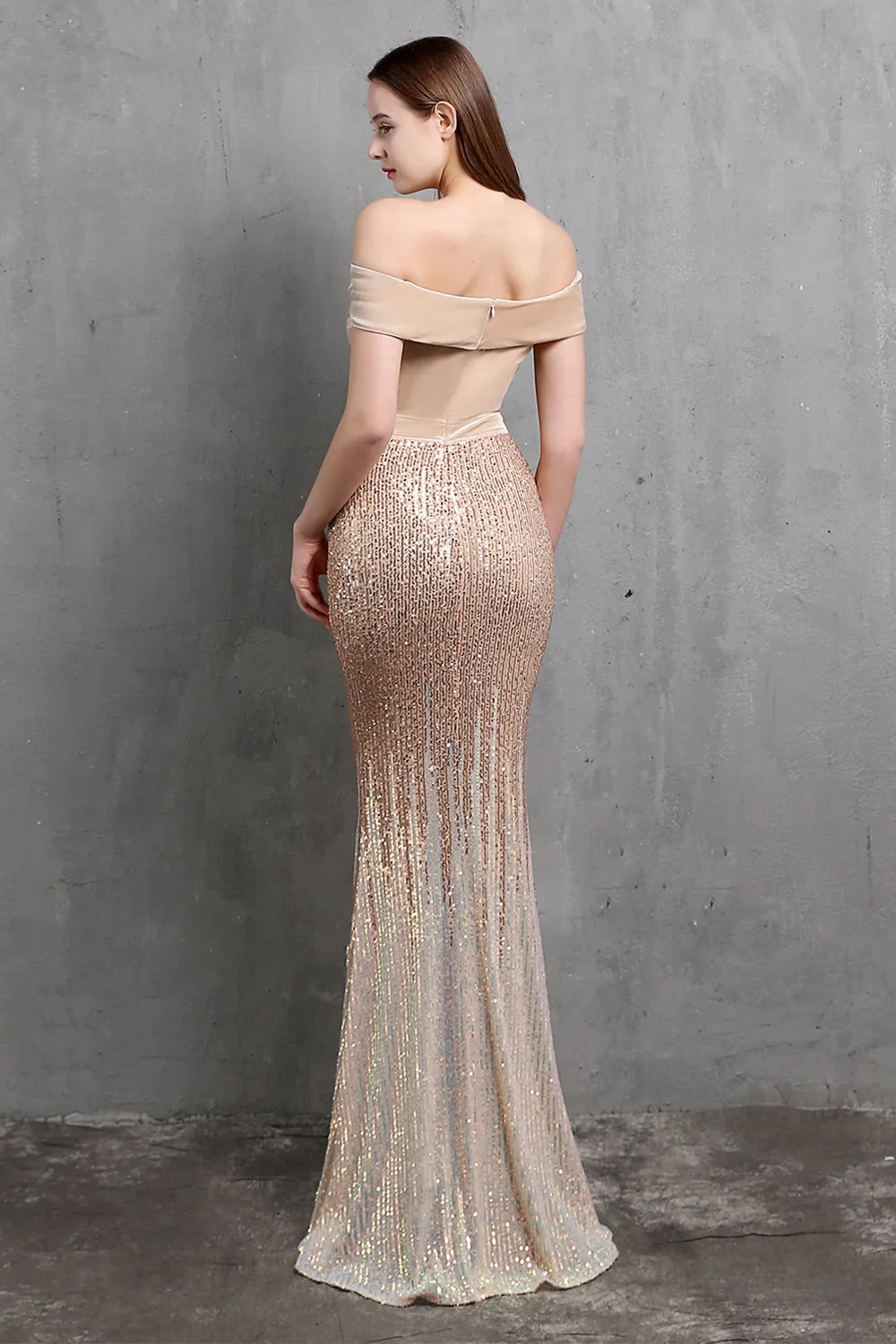 Gold Mermaid Sequin Long Prom Dress sold by Zapaka product image thumbnail 2