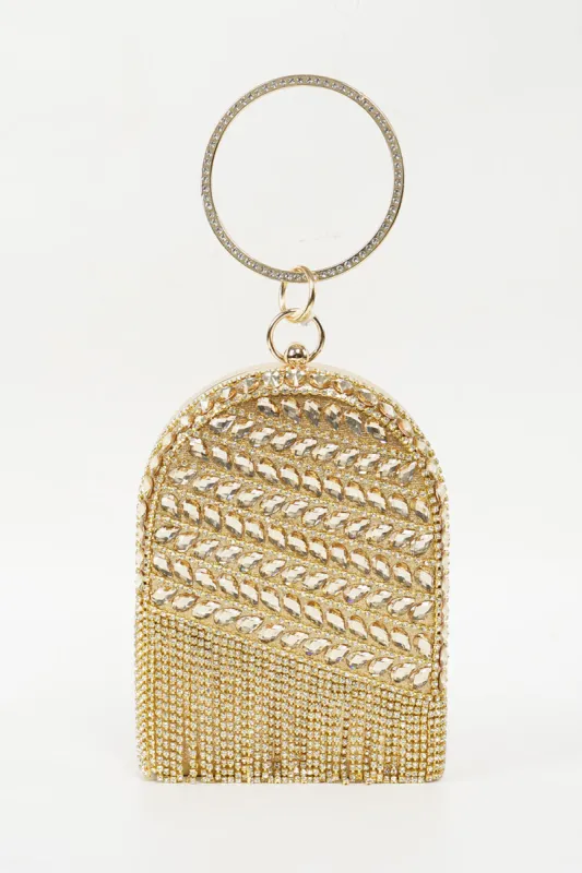 Golden Rhinestones Prom Handbag sold by Zapaka