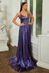 Purple Spaghetti Straps A-line Long Formal Dress sold by Zapaka