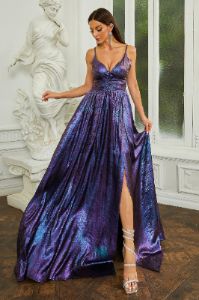 Purple Spaghetti Straps A-line Long Formal Dress sold by Zapaka