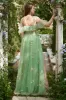 A-Line V-Neck Spaghetti Straps Embroidery Green Long Prom Dress with Slit sold by Zapaka