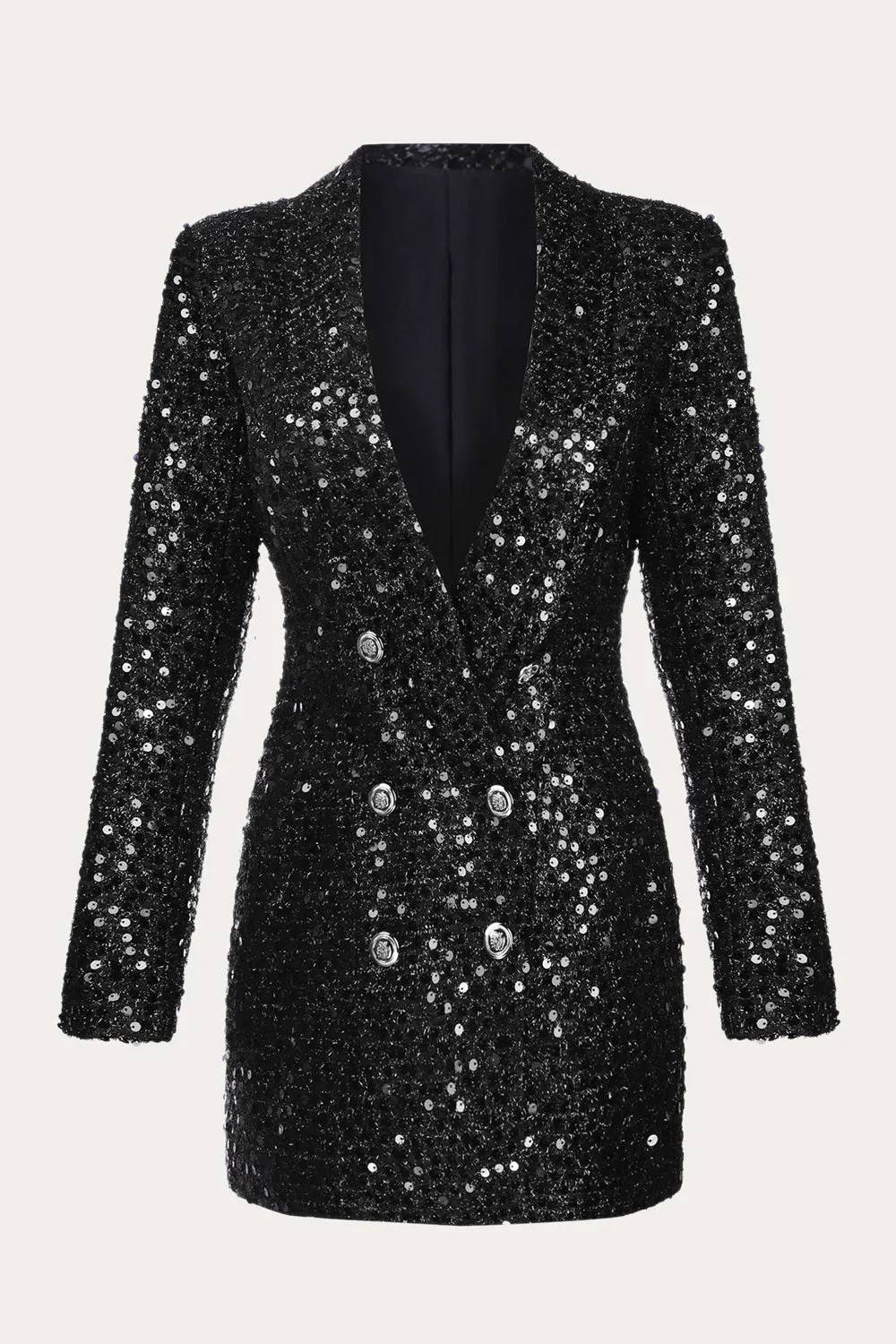 Sparkly Black Sequins Double Breasted Women Blazer sold by Zapaka
