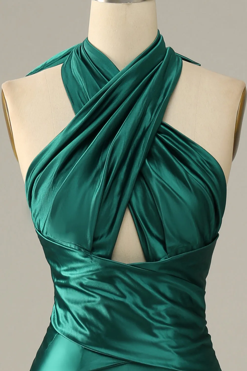 Dark Green Halter Lace Up Mermaid Prom Dress With Slit sold by Zapaka product image thumbnail 4