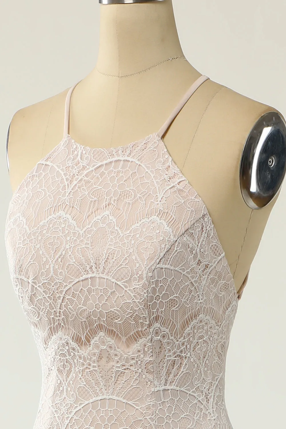 Mermaid Halter White Lace Wedding Dress with Sweep Train sold by Zapaka product image thumbnail 5