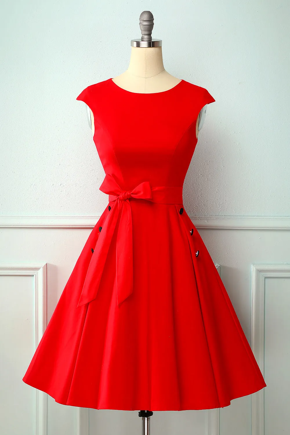 Red Button 1950s Swing Dress sold by Zapaka product image thumbnail 3