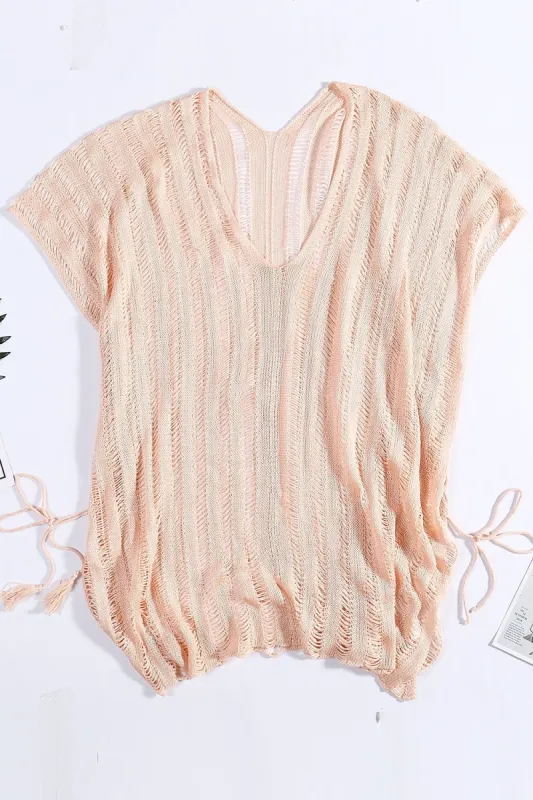 Pink Crochet Beach Cover Up sold by Zapaka