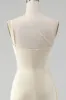 Champagne One Shoulder Sheath Long Bridesmaid Dress With Slit sold by Zapaka
