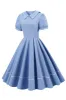 Retro Style Blue 1950s Dress with Short Sleeves sold by Zapaka