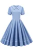 Retro Style Blue 1950s Dress with Short Sleeves sold by Zapaka