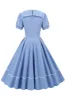 Retro Style Blue 1950s Dress with Short Sleeves sold by Zapaka