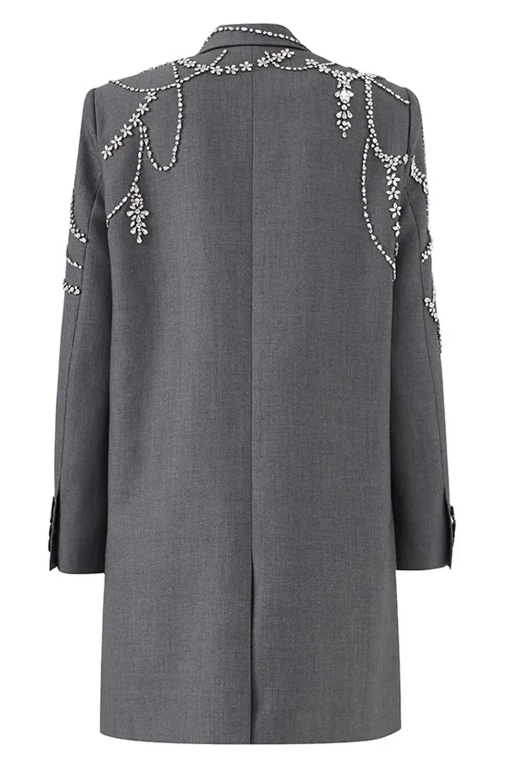 Sparkly Grey Peak Lapel Beaded Double-Breasted Blazer Dress sold by Zapaka product image thumbnail 2