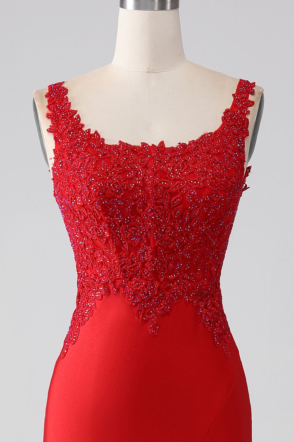 Red Beaded Long Prom Dress with Slit sold by Zapaka product image thumbnail 4