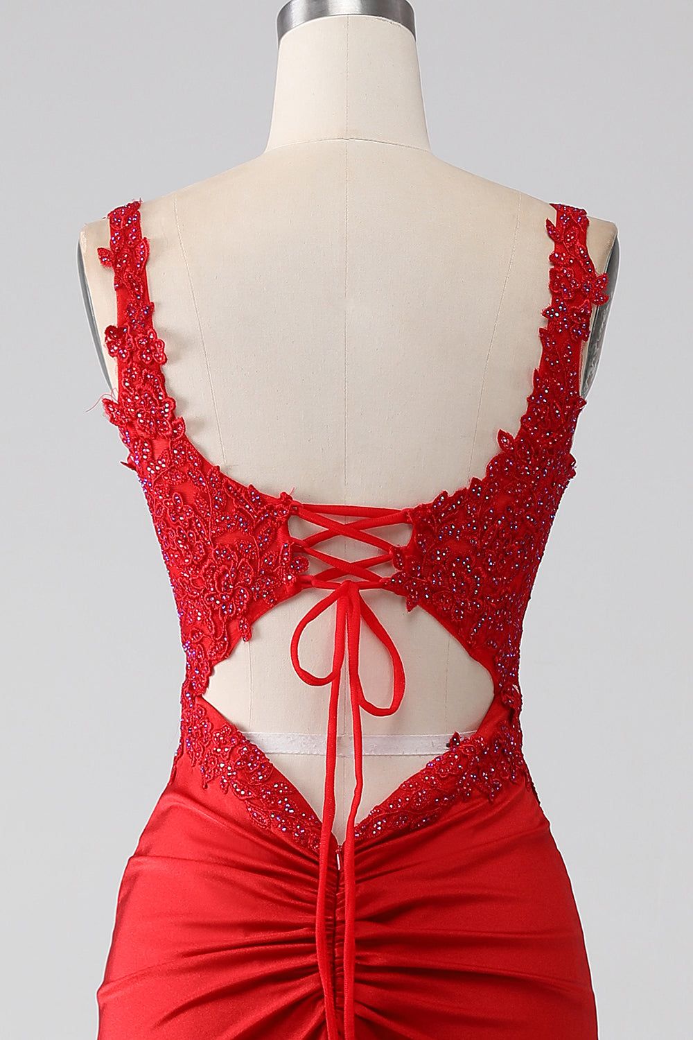 Red Beaded Long Prom Dress with Slit sold by Zapaka product image thumbnail 5