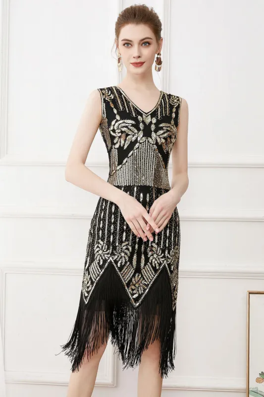 Fringes Glitter Flapper Dress with Sleeveless sold by Zapaka