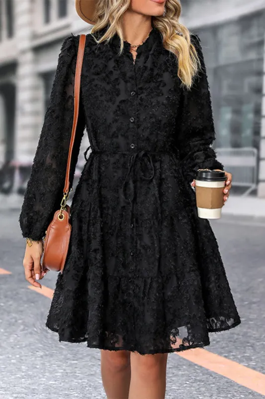 Black A Line Long Sleeves Casual Dress sold by Zapaka