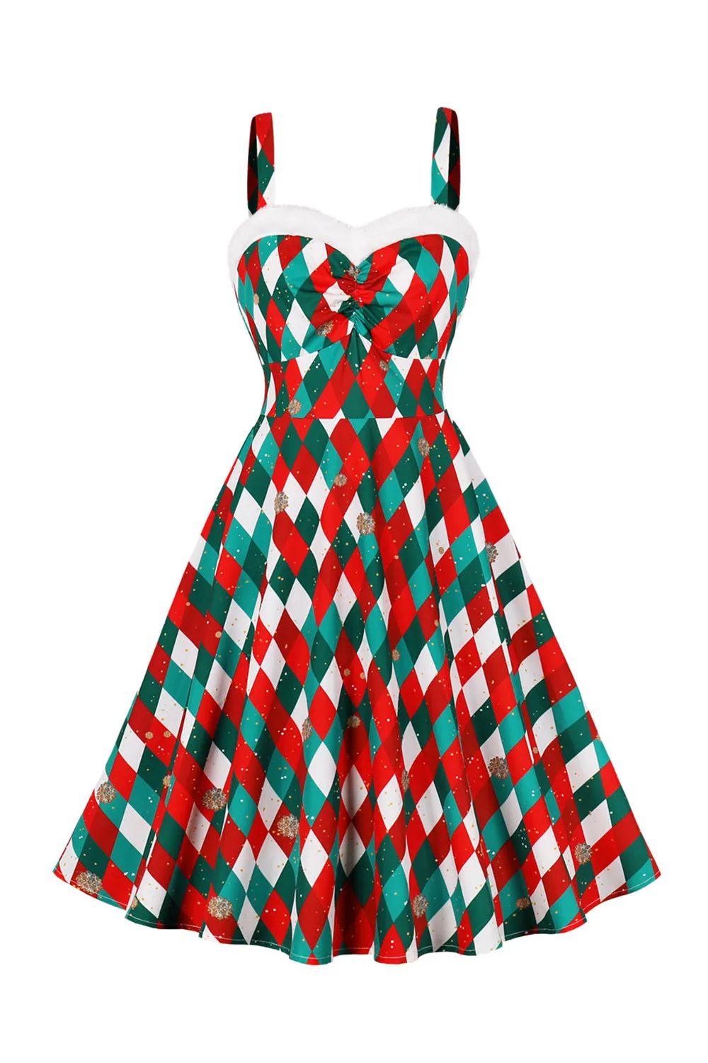 A Line Spaghetti Straps Red Christmas Vinatge Dress sold by Zapaka