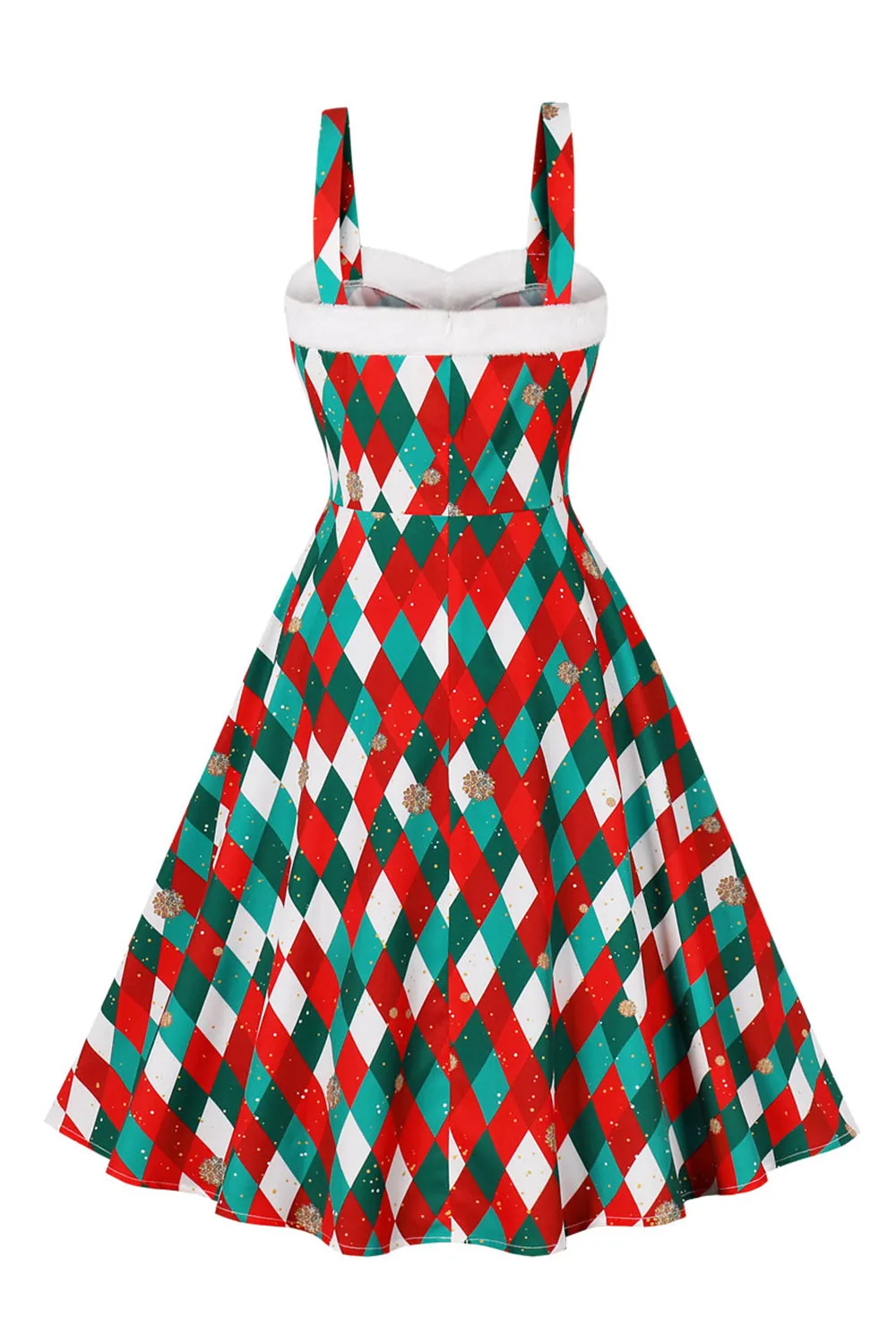 A Line Spaghetti Straps Red Christmas Vinatge Dress sold by Zapaka product image thumbnail 2
