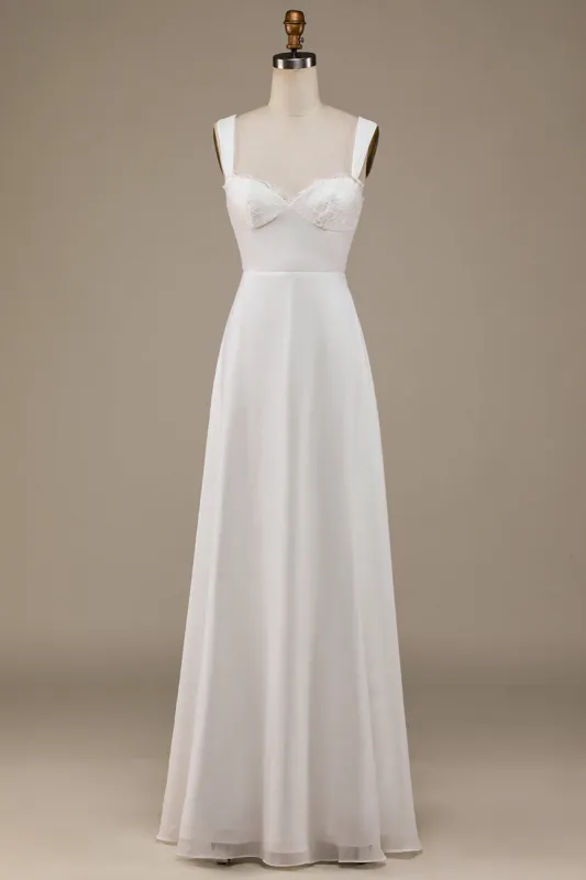 Ivory Scoop Neck Boho Wedding Dress with Lace sold by Zapaka