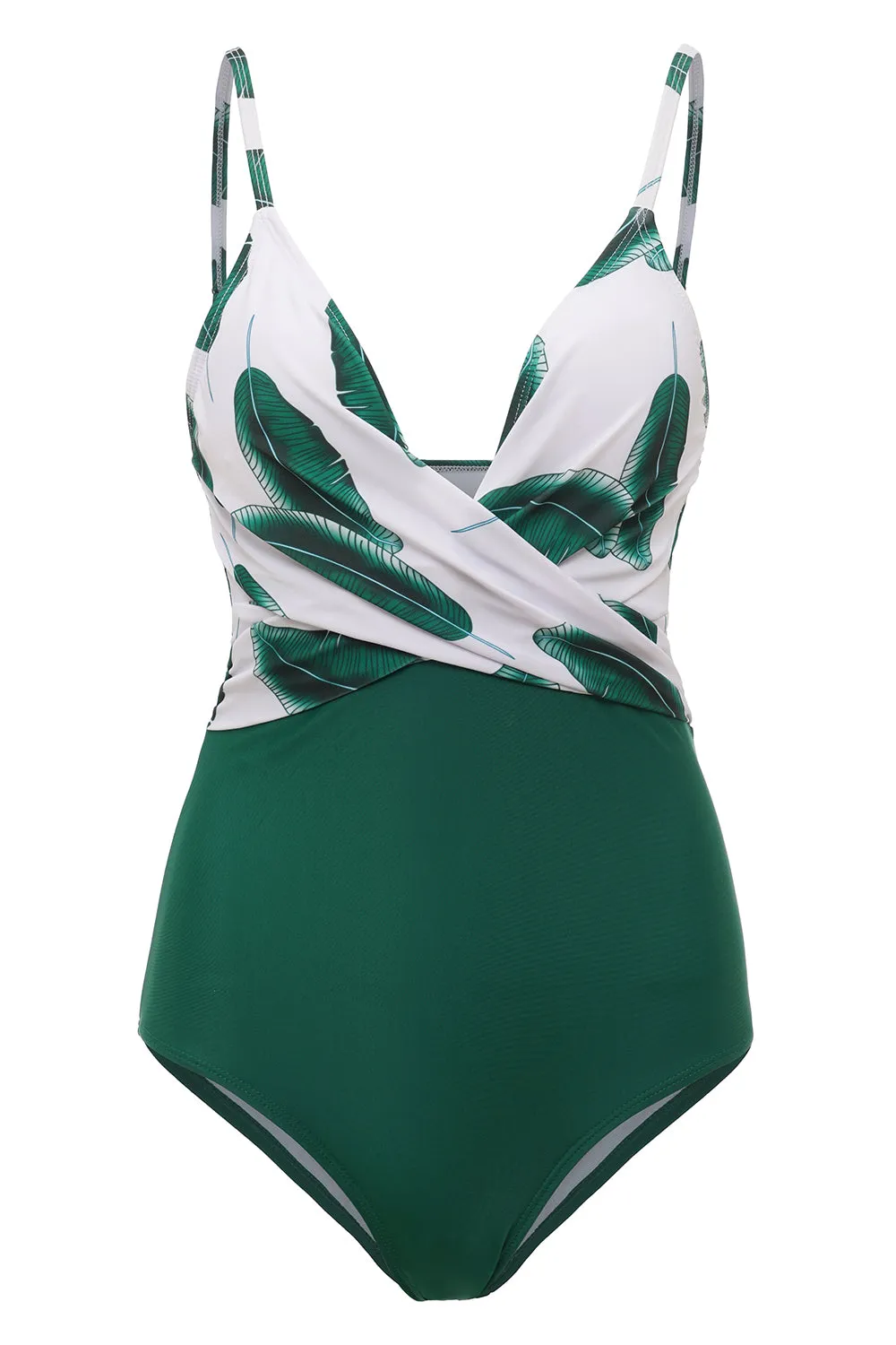 Banana Leaf Printed Green One Piece Swimwear sold by Zapaka