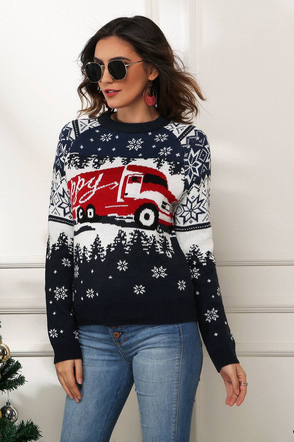 Navy Christmas Snowflake Pullover Knitted Sweater sold by Zapaka product image thumbnail 3