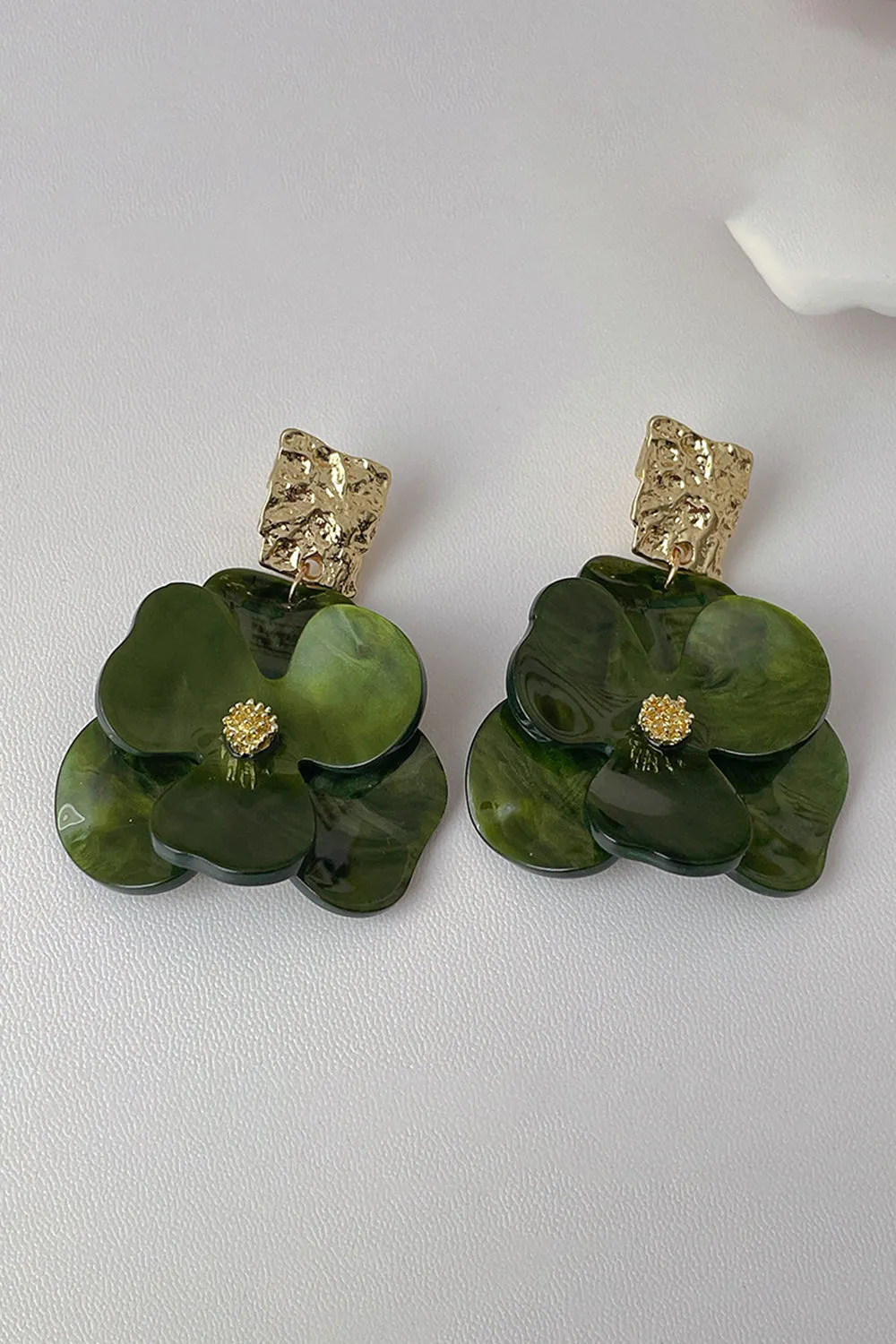 Green Acrylic Flower Shape Earrings sold by Zapaka product image thumbnail 2