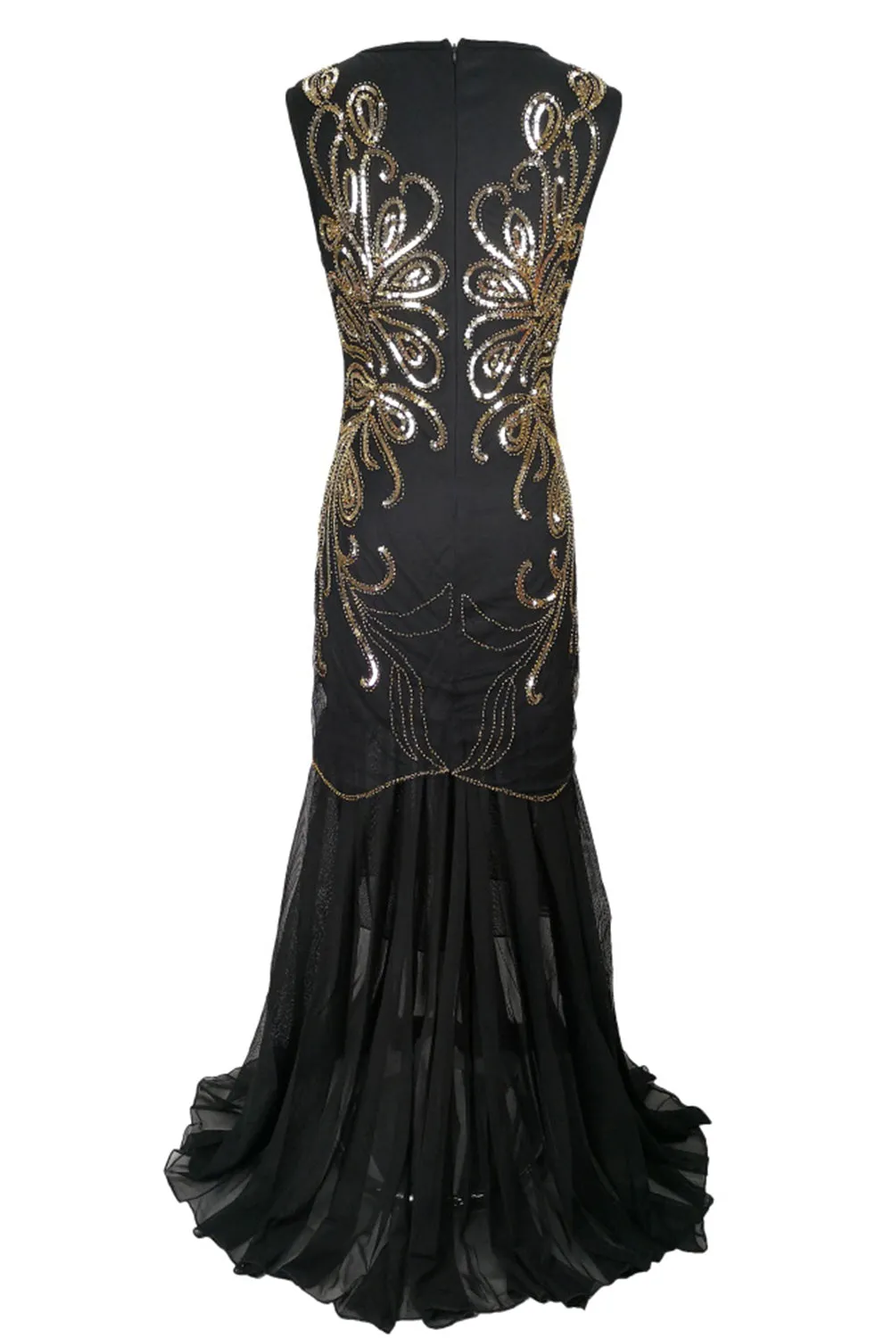Sequin Gold Long 1920s Dress sold by Zapaka product image thumbnail 2