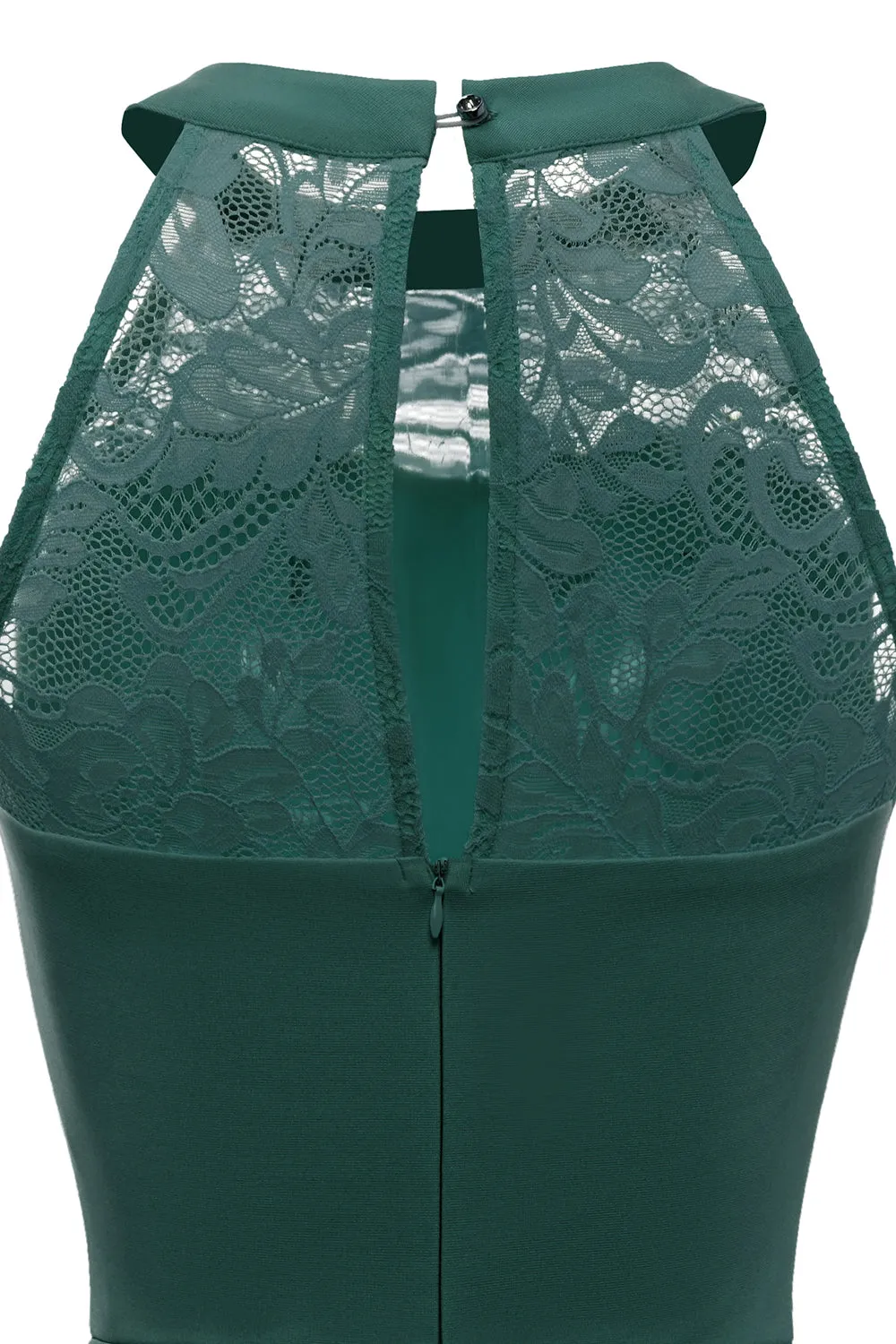 Dark Green Cocktail Dress with Lace sold by Zapaka product image thumbnail 5