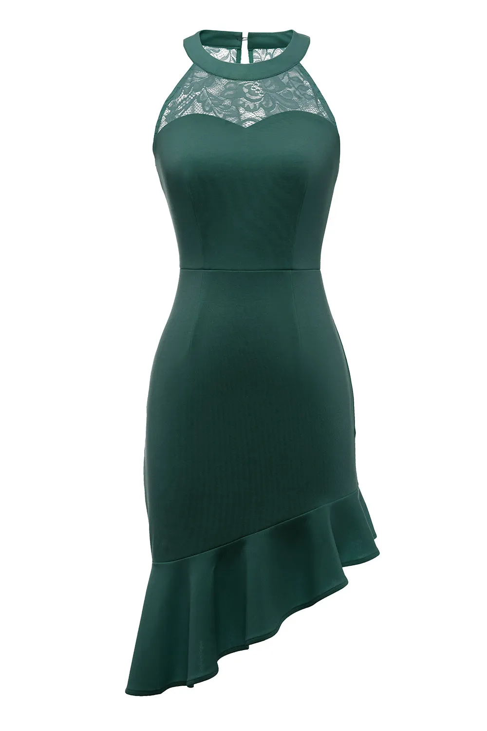 Dark Green Cocktail Dress with Lace sold by Zapaka