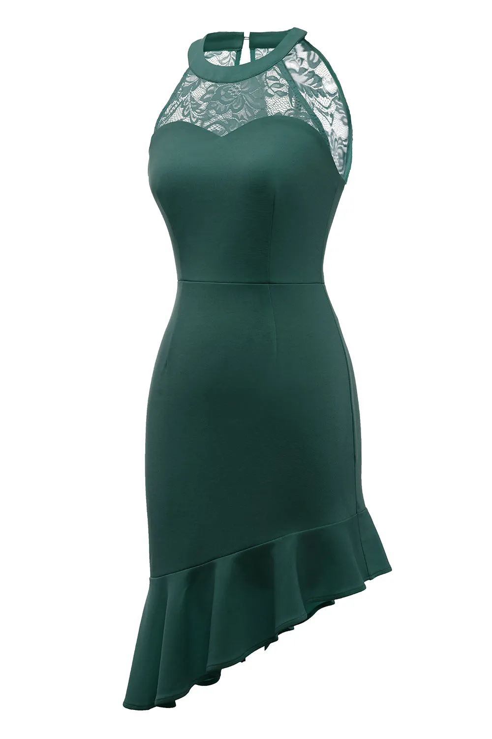 Dark Green Cocktail Dress with Lace sold by Zapaka product image thumbnail 3