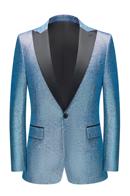 Sparkly Royal Blue Single Breasted 2 Piece Men's Prom Suit sold by Zapaka