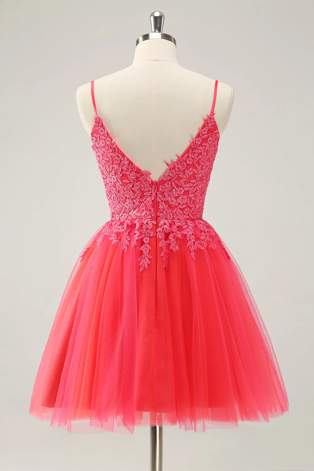 Cute Hot Pink A Line Spaghetti Straps Short Homecoming Dress with Appliques sold by Zapaka product image thumbnail 2
