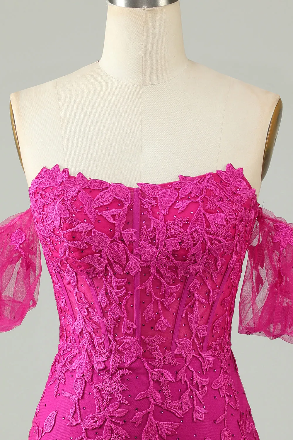 Fuchsia Off the Shoulder Bodycon Appliques Homecoming Dress sold by Zapaka product image thumbnail 4