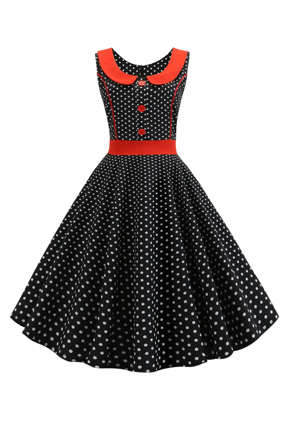 Black Polka Dots Sleeveless Swing Vintage Dress sold by Zapaka
